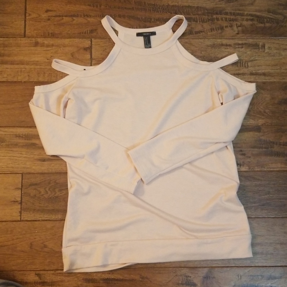 Blush pink off the shoulder long sleeve